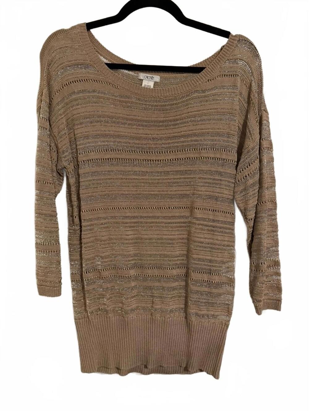 Cache Beige Metallic Lightweight Sweater Large - Picture 3 of 4